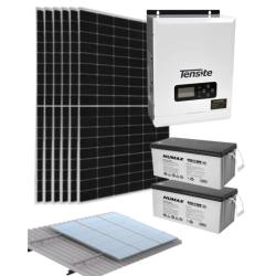 6 Módulos FV 405W + Inversor 3kW Tensite 24V + 2 Baterías AGM 250Ah + Estructura
