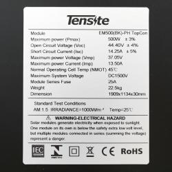 Pack 10 unidades Paneles Solares Fotovoltaicos 500W Tensite Full Black TOPCon N-Type