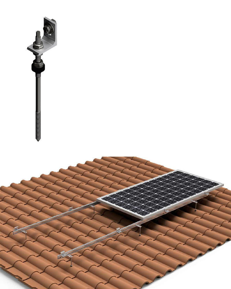 Estructura Horizontal Tejas 3 Paneles Solares con varilla 01H