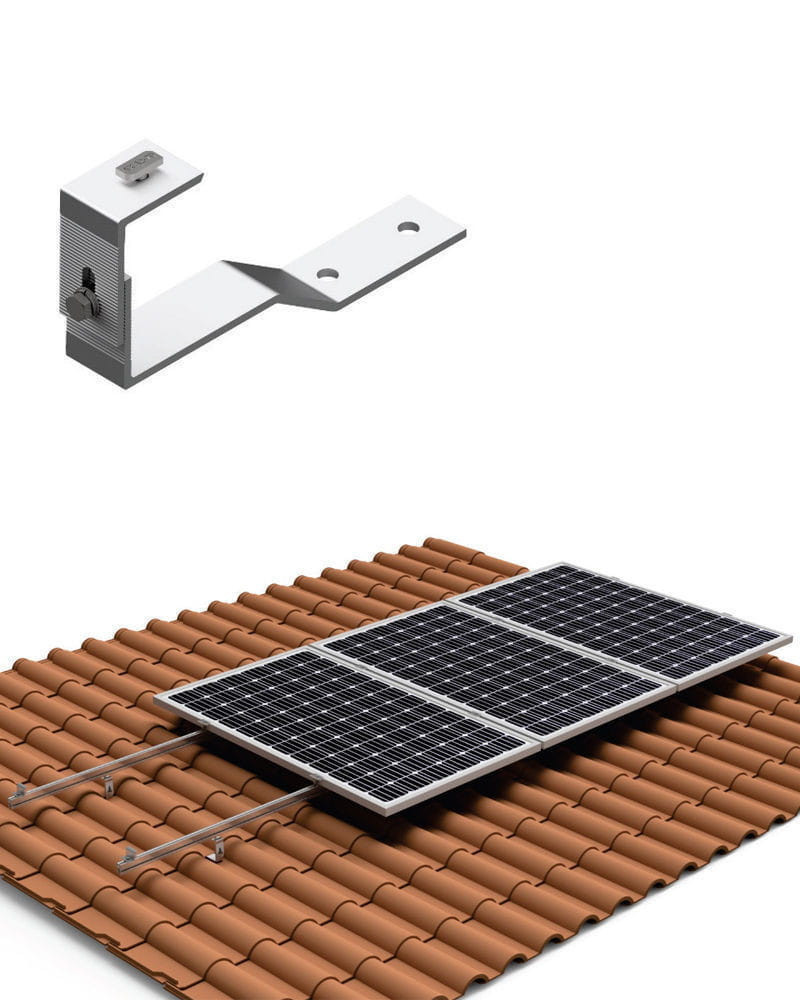 Estructura Cubierta Tejas 2 Paneles Solares con salvatejas 02V