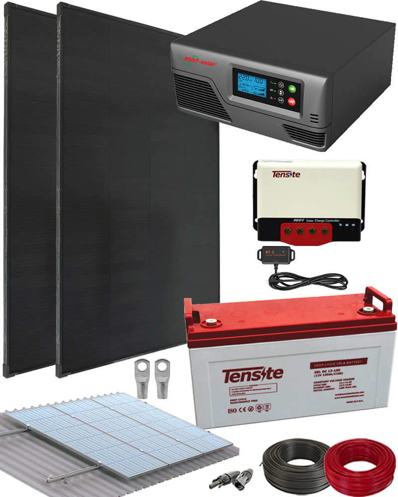Kit Solar Fotovoltaico 600W 12V 2000Whdia con Batería de Gel