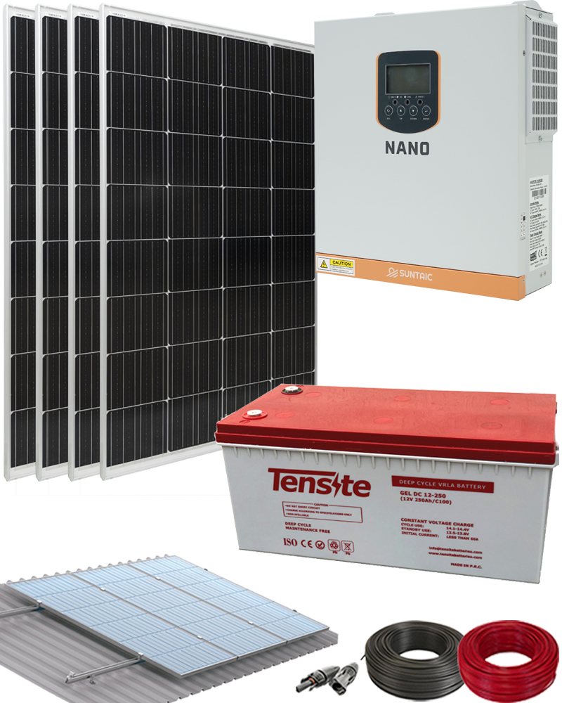 Kit Placas Solares para Casa Campo 1000W 12V 4000Whdia