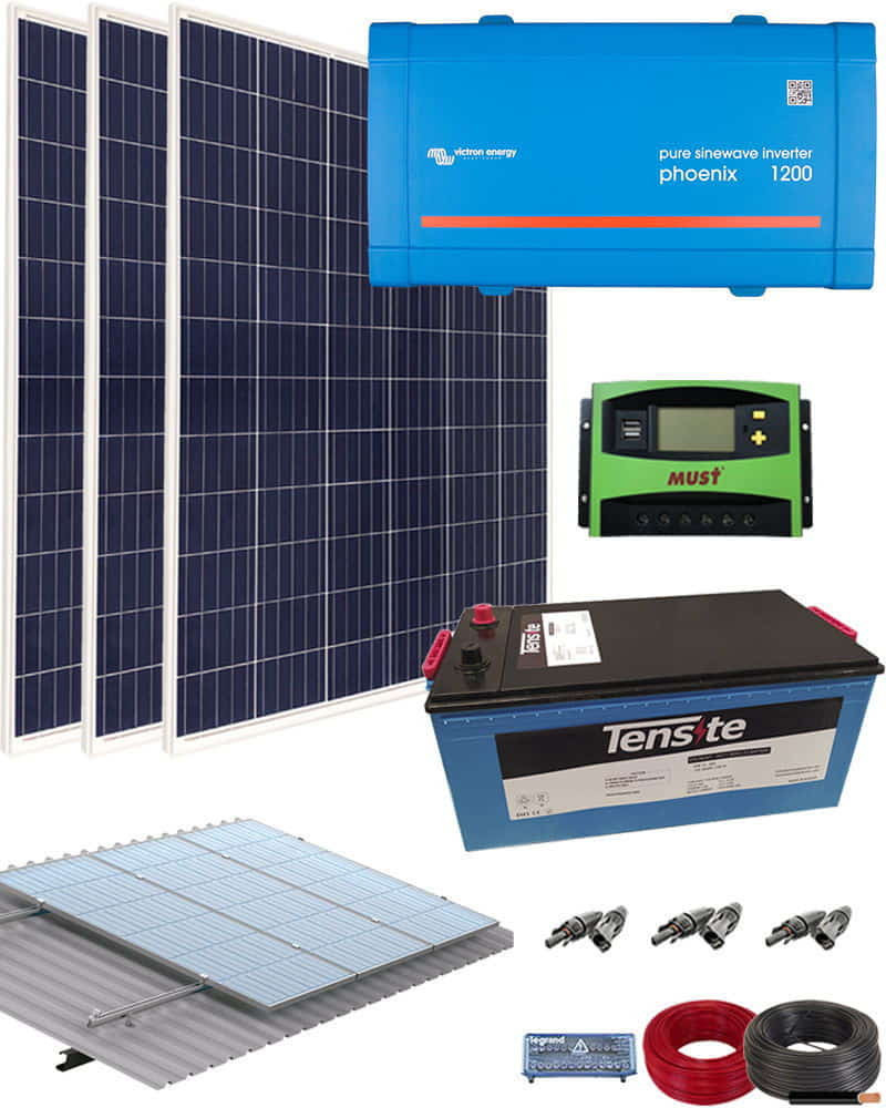 Kit Solar Fotovoltaico 1200W 12V 3000Whdia