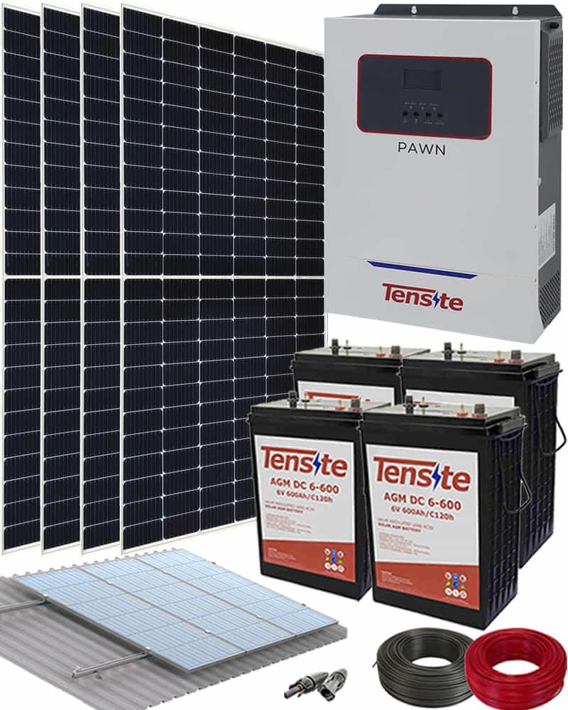 Kit Solar Vivienda Aislada 3000W 24V 6400Whdia