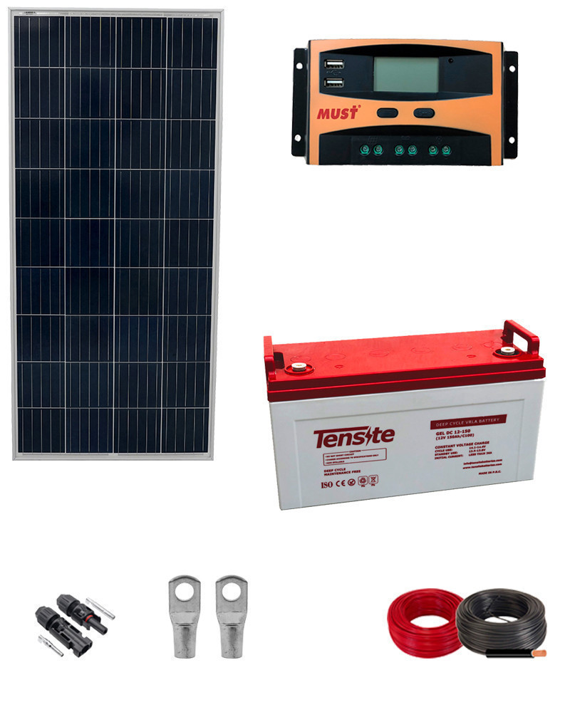 Kit Panel Solar Autoinstalable 160W con Batería para Iluminación