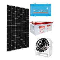 Pack de Ventilador Solar Mesa Blanco 20W con Sistema 1200W 12V 2000Whdia