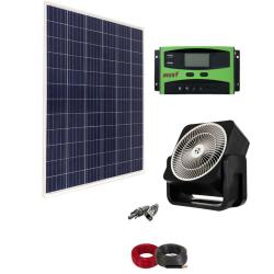Pack de Ventilador Solar Mesa Negro 20W con Sistema 200W con Regulador 1000Whdia