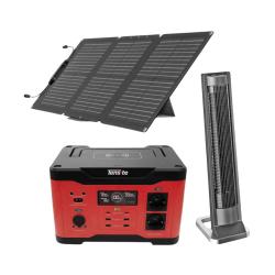 Pack de Ventilador con Panel Solar Portátil 60W y Estación de Energía 1000W