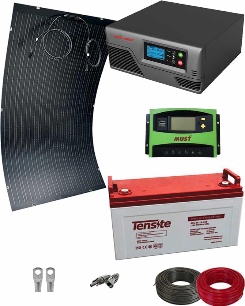 Kit Panel Solar 600W 12V 1000Whdia  con Batería de Gel