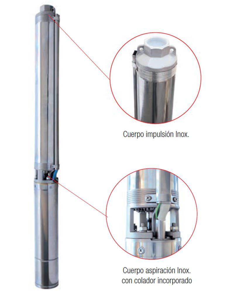 Bomba de Agua Sumergible Para Pozo 0,75CV 0,55kW Monofásica 230V IDEAL SJI-8