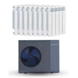 Kit Aerotermia con Radiadores 14kW Suneco Alta Temperatura para 180m2 y material de instalación