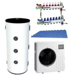 Kit Calefacción Aerotermia Suelo Radiante para 50m2 con Mitsubishi Ecodan Bibloc 4kW