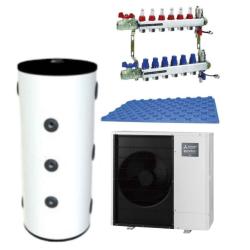 Kit Calefacción Aerotermia y Suelo Radiante para 100m2 con Mitsubishi Ecodan Bibloc 10kW