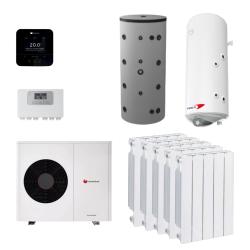Kit Aerotermia con Radiadores Saunier Duval Genia Air Max 15 Inalámbrico 18.1kW R290 para 200m2