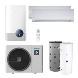 Kit Aerotermia con Fancoils Hisense Bibloc Mural Hi-Therma 12kW R32 para 160m2
