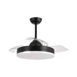 Ventilador de Techo con Luz LED Aspas Retráctiles con Luz 30W Silencioso Negro