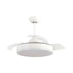 Ventilador de Techo con Luz LED Aspas Retráctiles 30W Silencioso Blanco