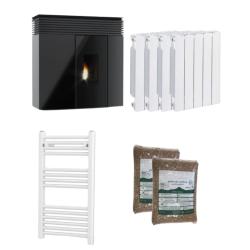 Kit Hidroestufa de Pellets Veronica Hall 16 kW con radiadores para 200m2
