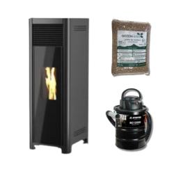 Kit Estufa de Pellets 7,2 kW Lydia con 150 kg pellet y aspiradora