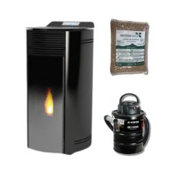 Kit Estufa de Pellets 12,6 kW Jessica con 150 kg pellet y aspiradora
