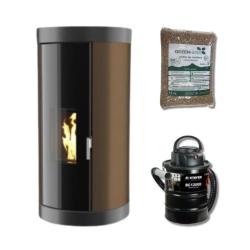 Kit Estufa de Pellets 8 kW Sofia con 150 kg y aspiradora
