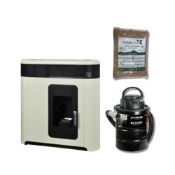 Kit Hidroestufa de Pellets 16 kW Elisa con 150 kg pellet y aspiradora