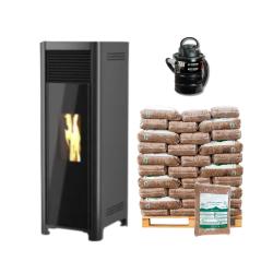 Kit Estufa de Pellets 7,2 kW Lydia con 1040 kg pellet y aspiradora