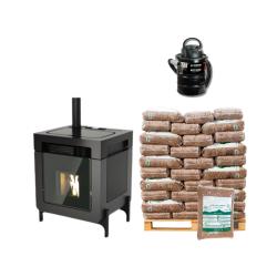 Kit Estufa de Pellets 7,2 kW Dafne con 1040 kg y aspiradora