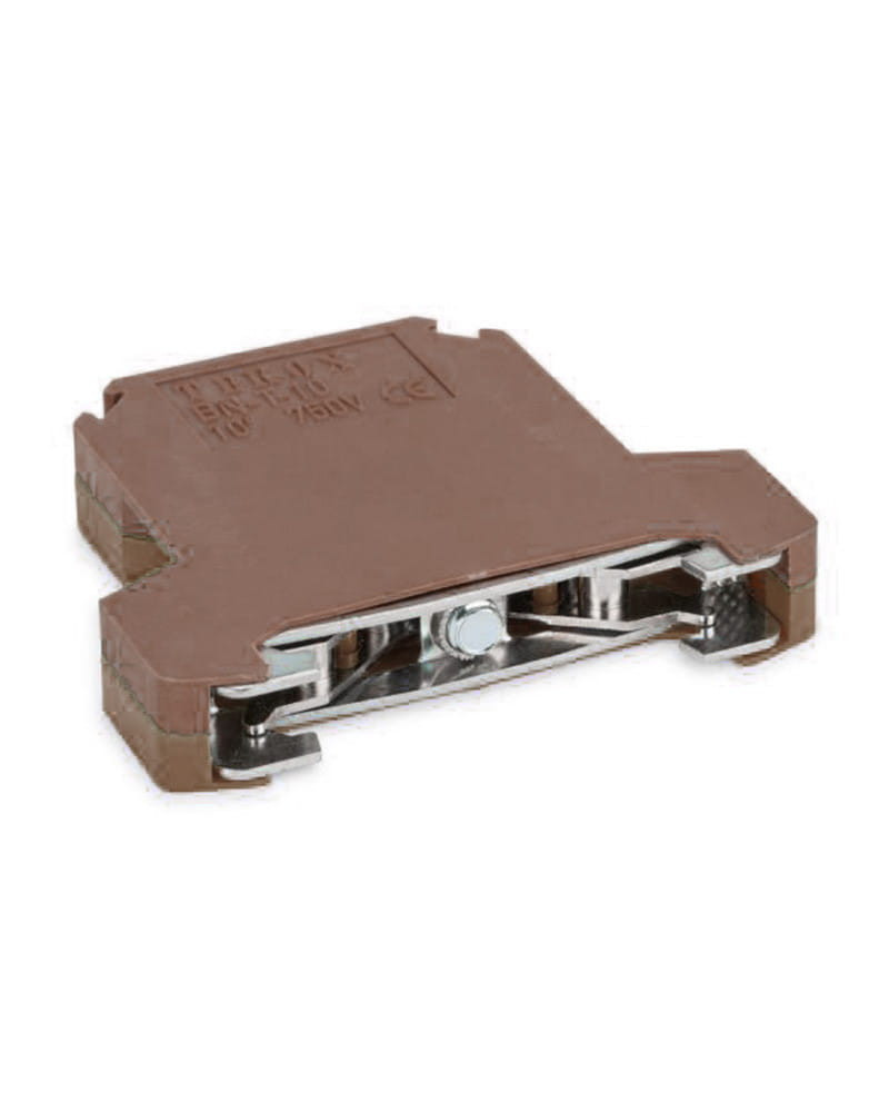 Borne de conexión carril Din marrón 10 mm2